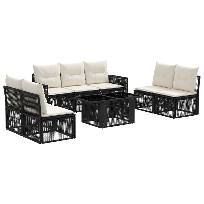 Set de canapele pentru grădină 8 buc. Negru și Alb crem WALTI