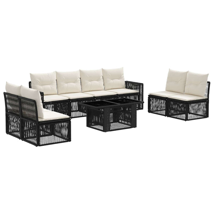 Set de canapele pentru grădină 9 buc. Negru și Alb crem WALTI