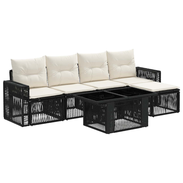 Set de canapele pentru grădină 6 buc. Negru și Alb crem WALTI