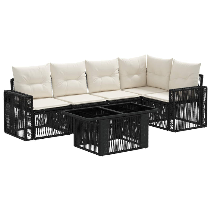 Set de canapele pentru grădină 6 buc. Negru și Alb crem WALTI