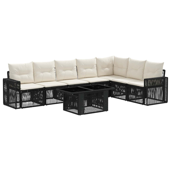 Set de canapele pentru grădină 8 buc. Negru și Alb crem WALTI