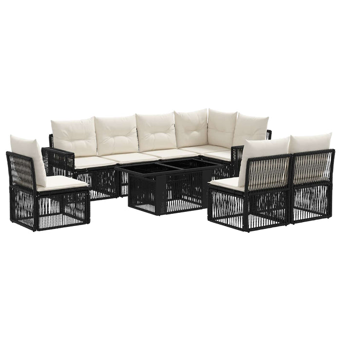 Set de canapele pentru grădină 9 buc. Negru și Alb crem WALTI