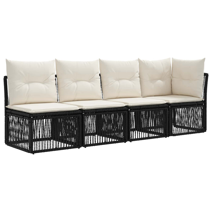 Set de canapele pentru grădină 9 buc. Negru și Alb crem WALTI
