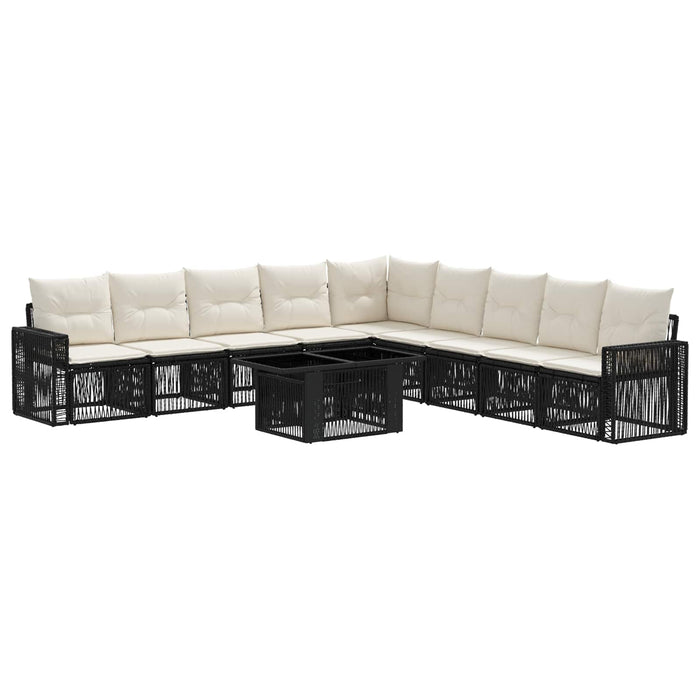 Set de canapele pentru grădină 10 buc. Negru și Alb crem WALTI