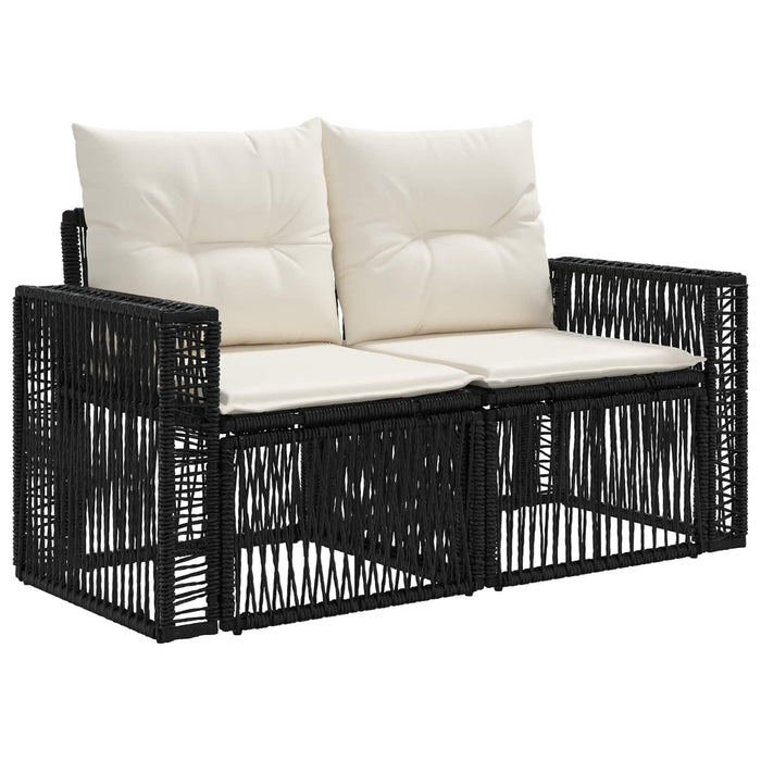 Set de canapele pentru grădină 11 buc. Negru și Alb crem WALTI