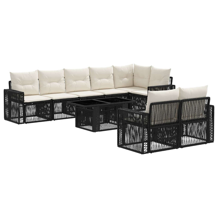 Set de canapele pentru grădină 9 buc. Negru și Alb crem WALTI