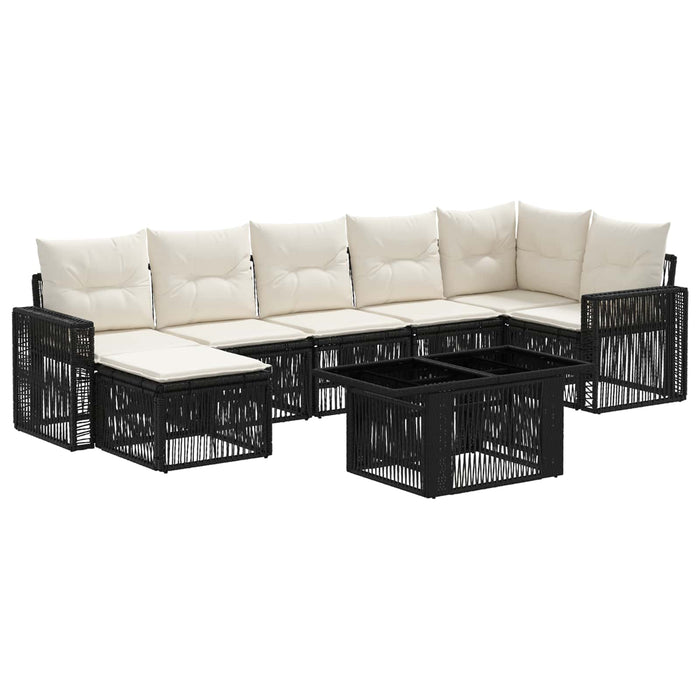 Set de canapele pentru grădină 8 buc. Negru și Alb crem WALTI