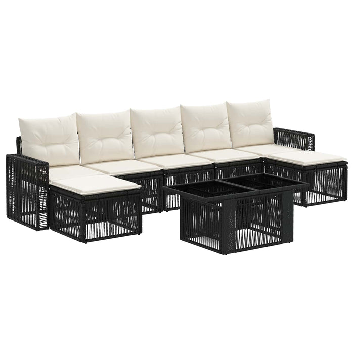 Set de canapele pentru grădină 8 buc. Negru și Alb crem WALTI