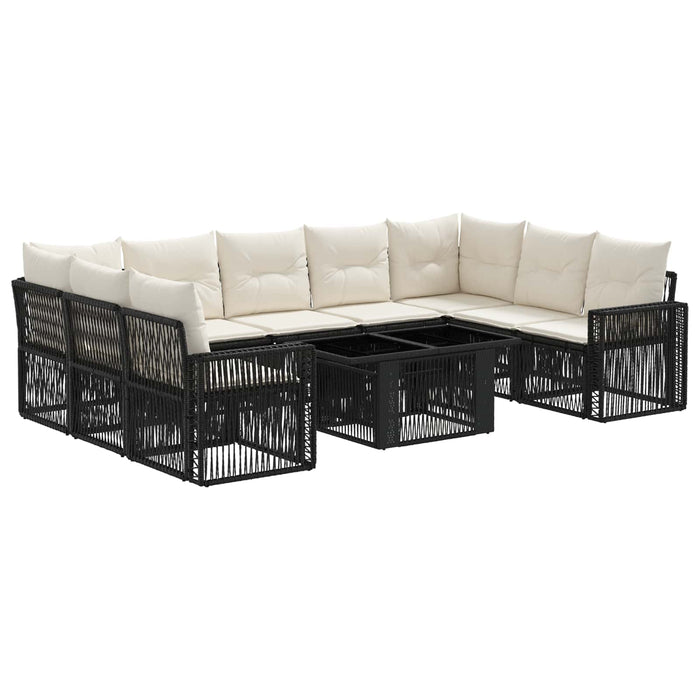 Set de canapele pentru grădină 10 buc. Negru și Alb crem WALTI