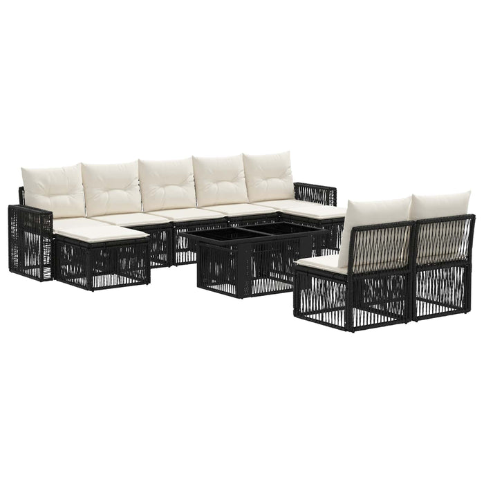 Set de canapele pentru grădină 10 buc. Negru și Alb crem WALTI