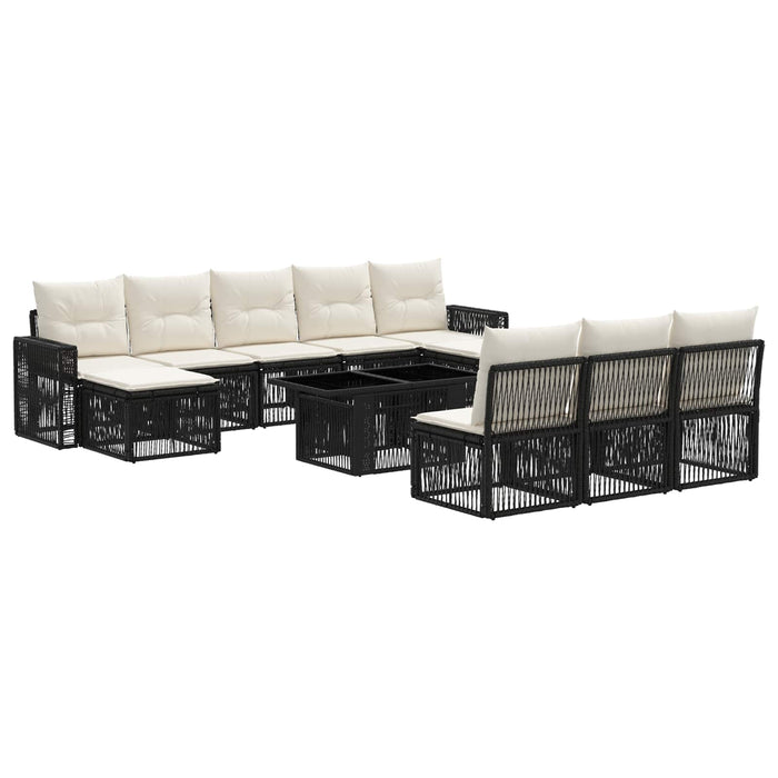 Set de canapele pentru grădină 11 buc. Negru și Alb crem WALTI