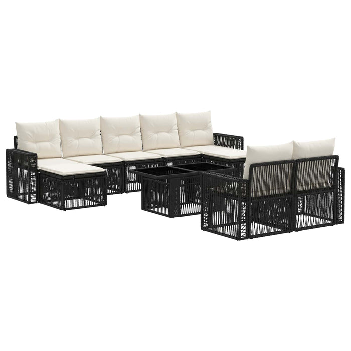 Set de canapele pentru grădină 10 buc. Negru și Alb crem WALTI