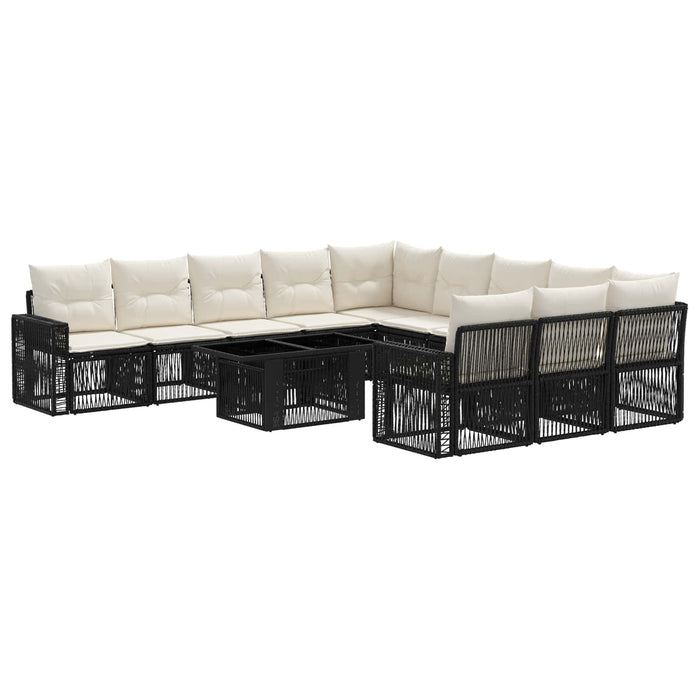 Set de canapele pentru grădină 12 buc. Negru și Alb crem WALTI