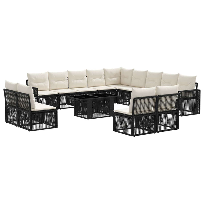Set de canapele pentru grădină 14 buc. Negru și Alb crem WALTI