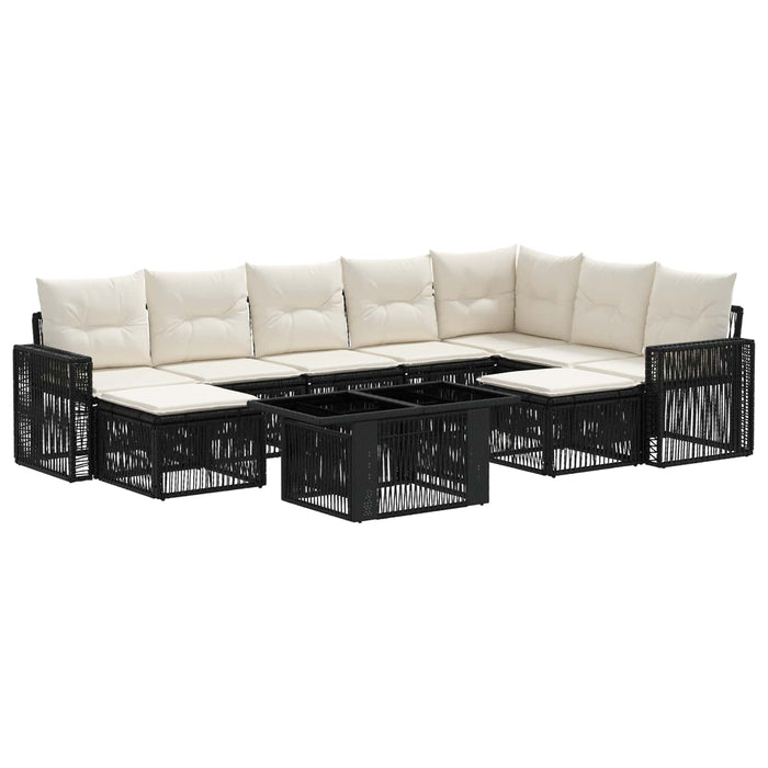 Set de canapele pentru grădină 10 buc. Negru și Alb crem WALTI