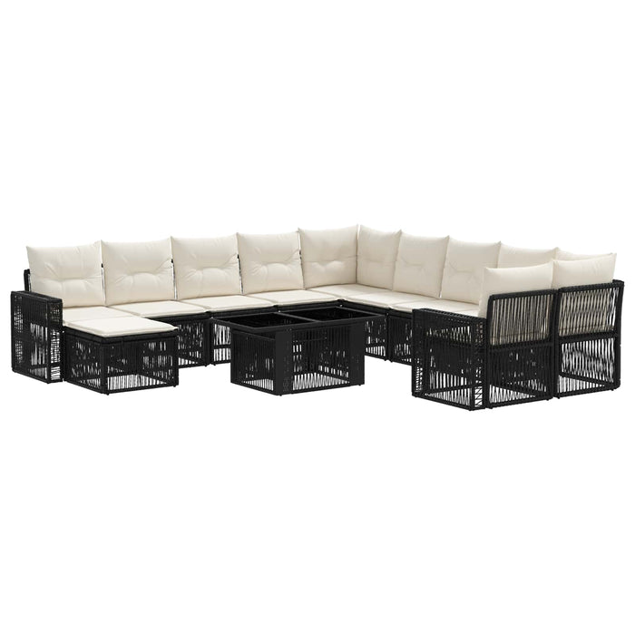 Set de canapele pentru grădină 12 buc. Negru și Alb crem WALTI