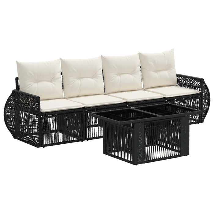 Set de canapele pentru grădină 5 buc. Negru și Alb crem WALTI