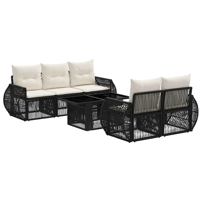 Set de canapele pentru grădină 6 buc. Negru și Alb crem WALTI