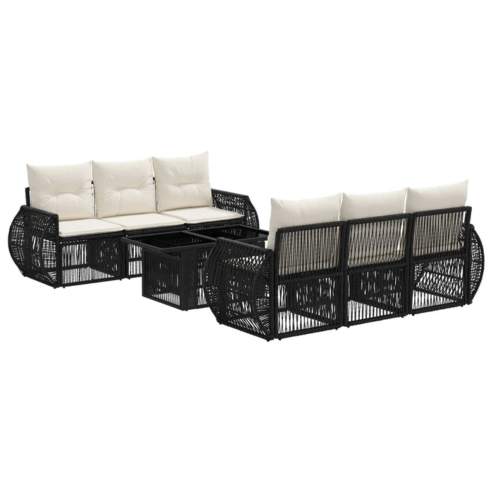 Set de canapele pentru grădină 7 buc. Negru și Alb crem WALTI