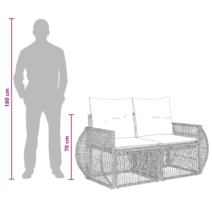 Set de canapele pentru grădină 7 buc. Bej și alb crem poliratan WALTI
