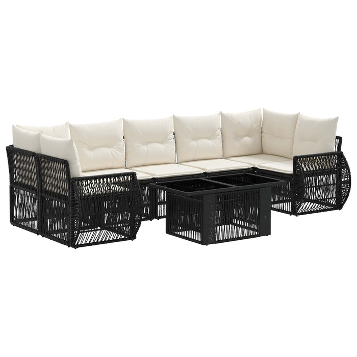 Set de canapele pentru grădină 8 buc. Negru și Alb crem WALTI