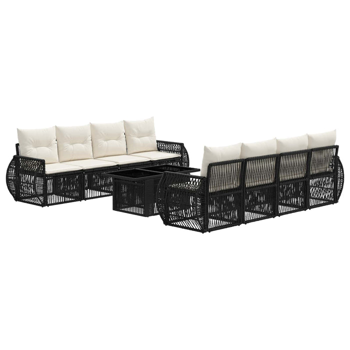 Set de canapele pentru grădină 9 buc. Negru și Alb crem WALTI