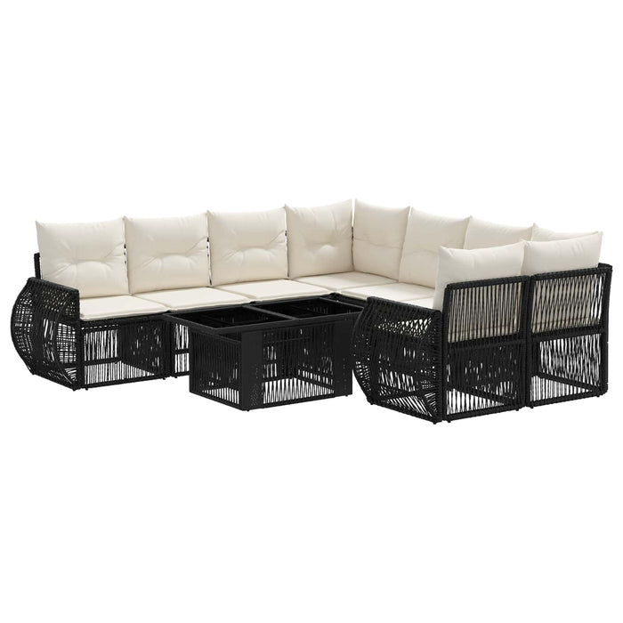 Set de canapele pentru grădină 9 buc. Negru și Alb crem WALTI