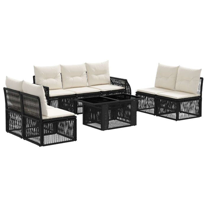 Set de canapele pentru grădină 8 buc. Negru și Alb crem WALTI
