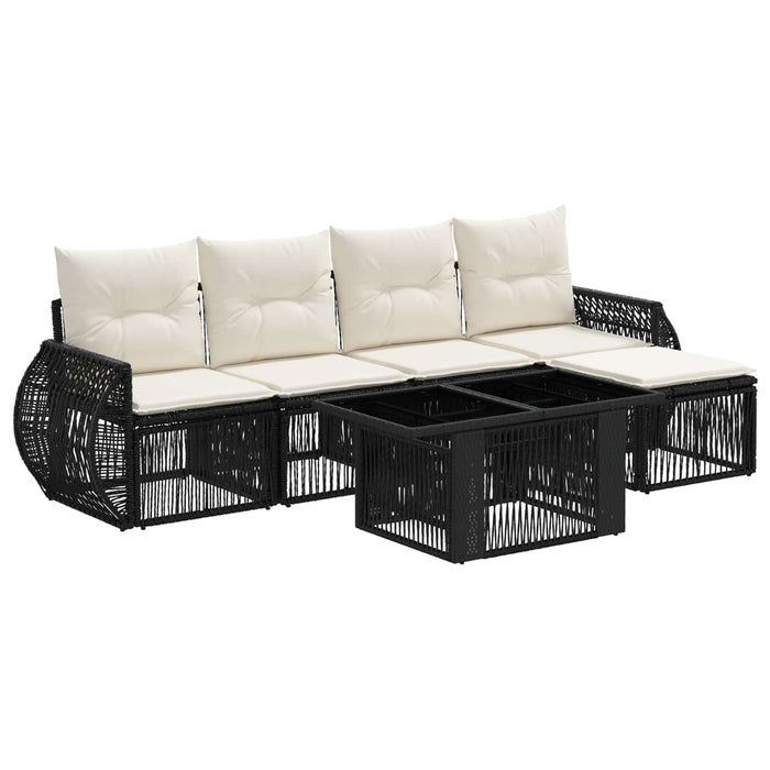 Set de canapele pentru grădină 6 buc. Negru și Alb crem WALTI