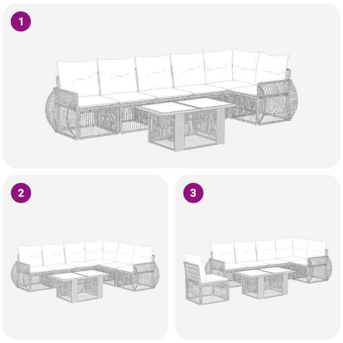 Set de canapele pentru grădină 7 buc. Gri și gri închis WALTI