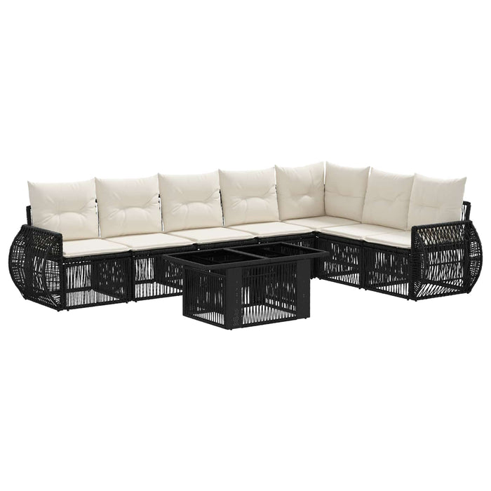 Set de canapele pentru grădină 8 buc. Negru și Alb crem WALTI
