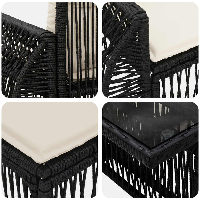 Set de canapele pentru grădină 12 buc. Negru și Alb crem WALTI