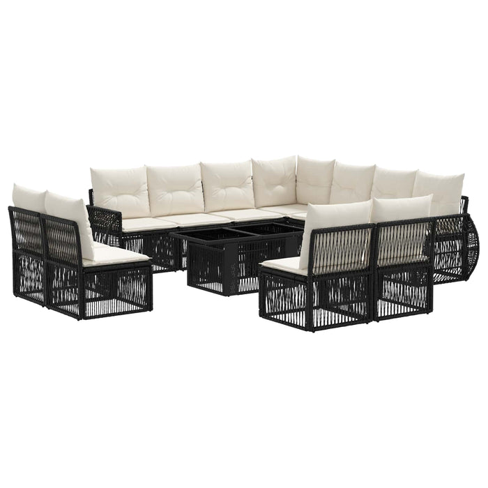 Set de canapele pentru grădină 12 buc. Negru și Alb crem WALTI