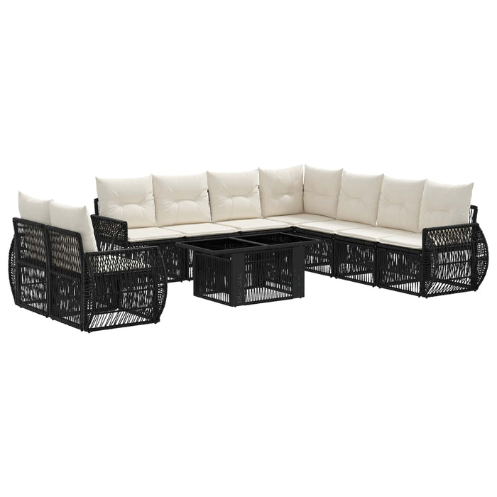 Set de canapele pentru grădină 10 buc. Negru și Alb crem WALTI