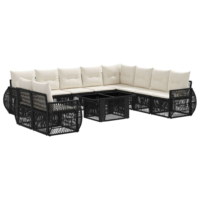 Set de canapele pentru grădină 11 buc. Negru și Alb crem WALTI