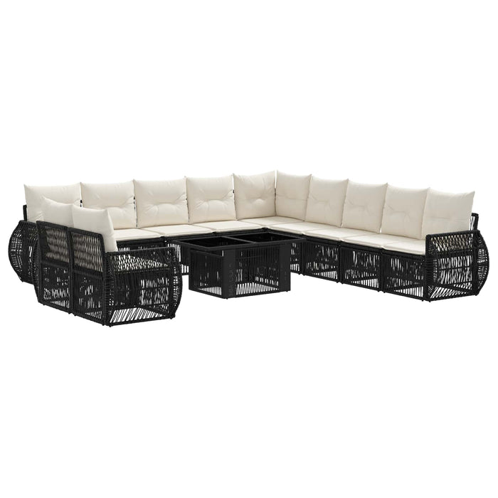 Set de canapele pentru grădină 12 buc. Negru și Alb crem WALTI