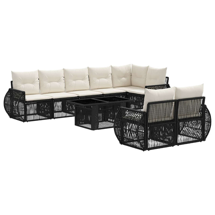 Set de canapele pentru grădină 9 buc. Negru și Alb crem WALTI