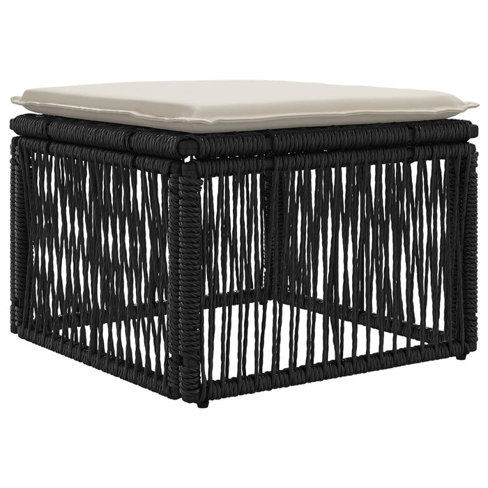 Set de canapele pentru grădină 9 buc. Negru și Alb crem WALTI