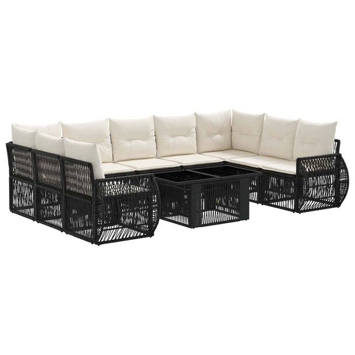 Set de canapele pentru grădină 10 buc. Negru și Alb crem WALTI