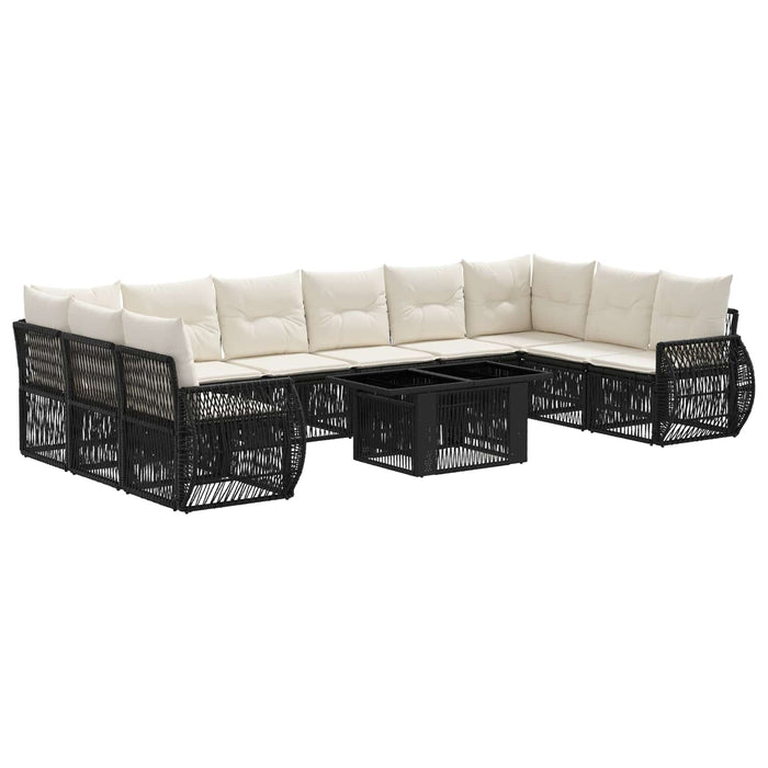 Set de canapele pentru grădină 11 buc. Negru și Alb crem WALTI