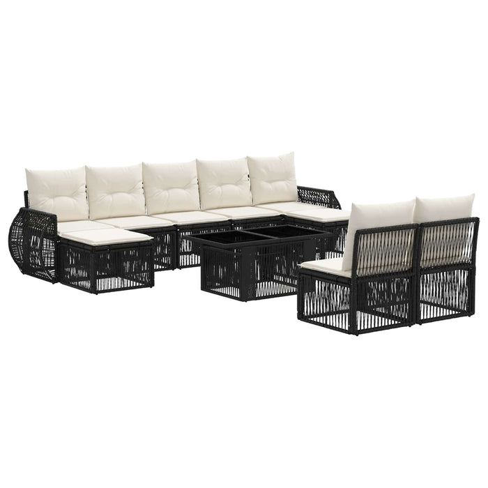 Set de canapele pentru grădină 10 buc. Negru și Alb crem WALTI