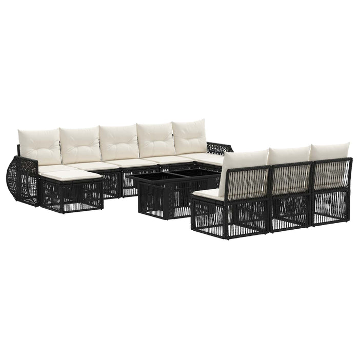 Set de canapele pentru grădină 11 buc. Negru și Alb crem WALTI