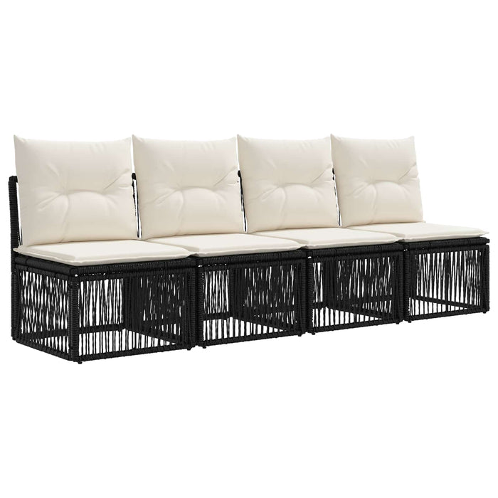 Set de canapele pentru grădină 11 buc. Negru și Alb crem WALTI