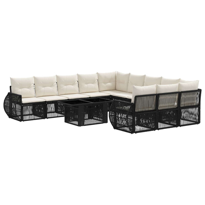 Set de canapele pentru grădină 12 buc. Negru și Alb crem WALTI