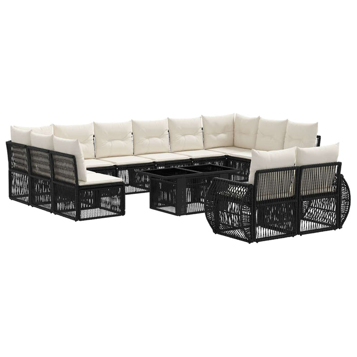 Set de canapele pentru grădină 13 buc. Negru și Alb crem WALTI