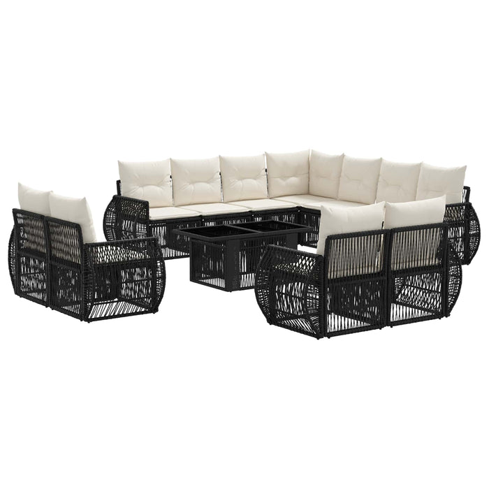 Set de canapele pentru grădină 12 buc. Negru și Alb crem WALTI