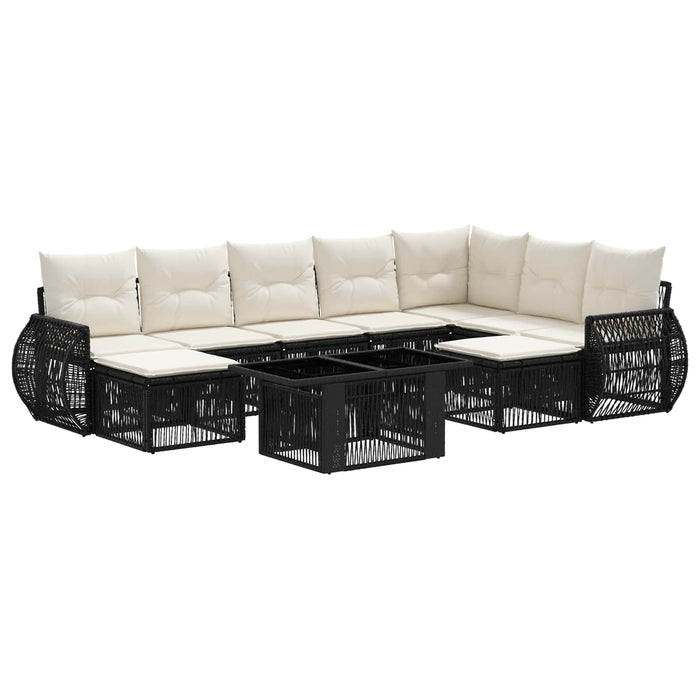 Set de canapele pentru grădină 10 buc. Negru și Alb crem WALTI
