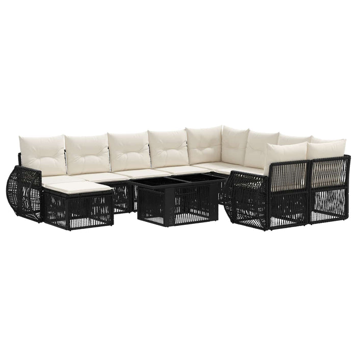 Set de canapele pentru grădină 11 buc. Negru și Alb crem WALTI