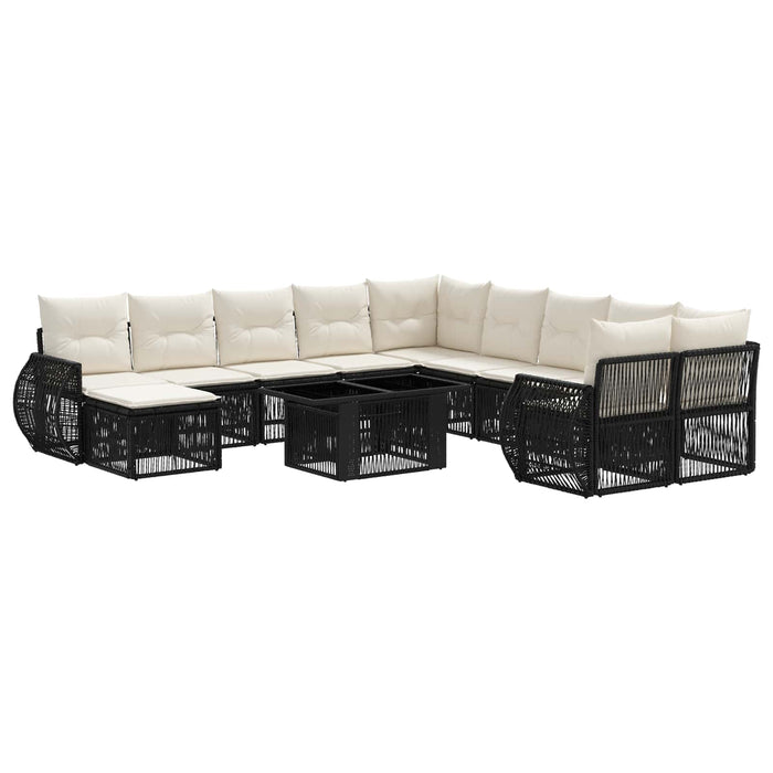 Set de canapele pentru grădină 12 buc. Negru și Alb crem WALTI