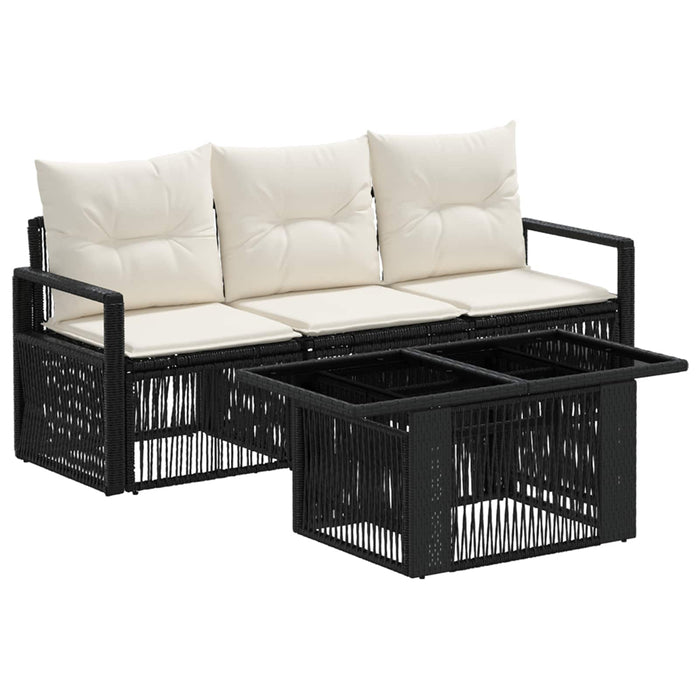 Set de canapele pentru grădină 4 buc. Negru și Alb crem WALTI